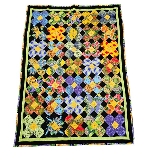 Colorful Maximalist Style Quilt Pick A Posie‎ Jan Sassman 44 X 61 Tapestry - Picture 1 of 15